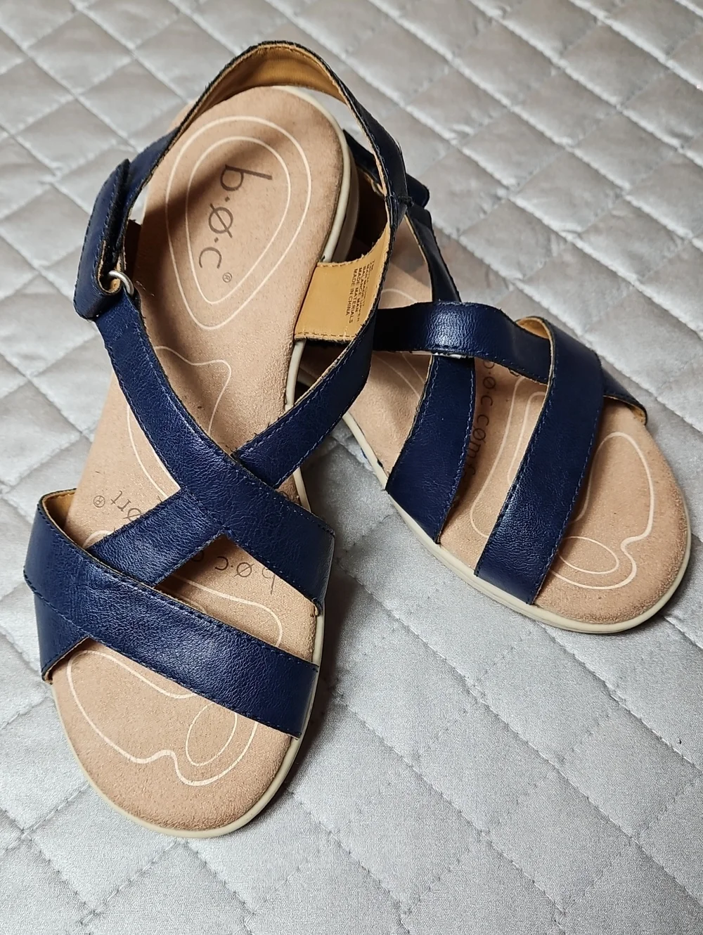 b.o.c. Navy Leather Cross-Strap Sandals